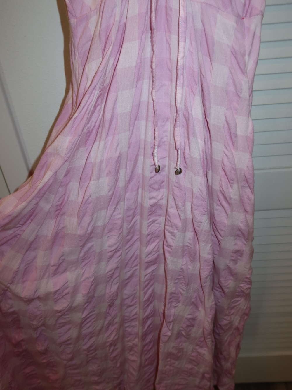 Free People Light Pink Gingham Tie-Back Maxi Dress - Picture 9 of 9